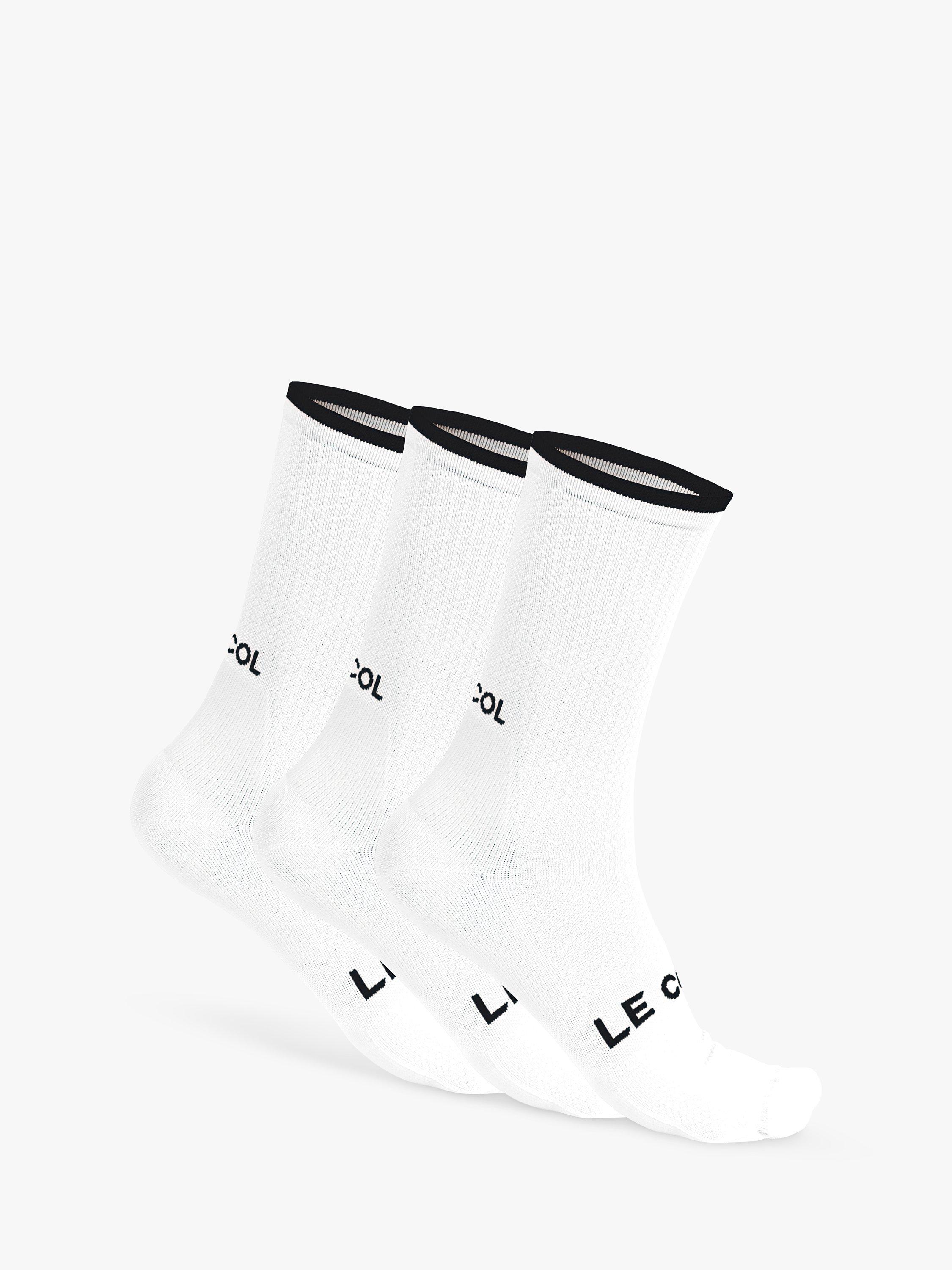 Product image 4 of 4, which shows Le Col Cycling Socks, Pack of 3, White/Black, S-M