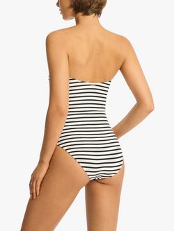 Sea Level Amalfi Light Control Shaping U Bar Bandeau Swimsuit, White/Black - view 2, White/Black