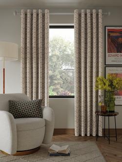 John Lewis Astra Jacquard Pair Lined Eyelet Curtains, Champagne, Champagne