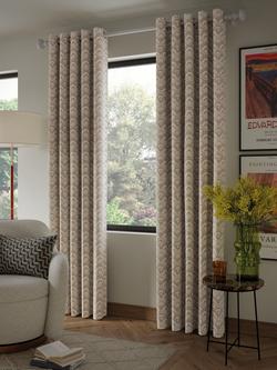 John Lewis Astra Jacquard Pair Lined Eyelet Curtains, Champagne - view 2, Champagne