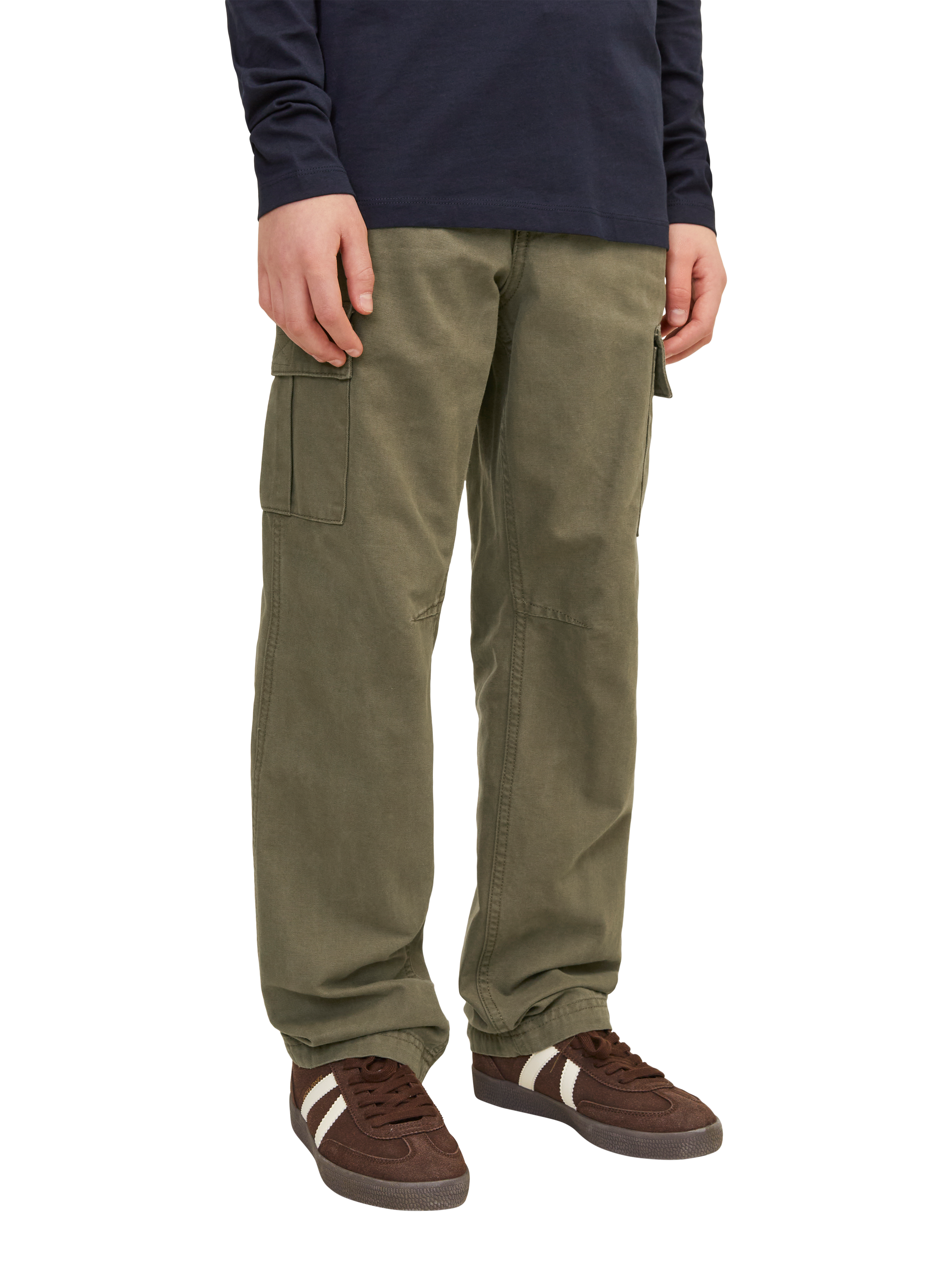 Product image 3 of 8, which shows Jack & Jones Kids' Cargo Trousers, Olive Night, 16 years