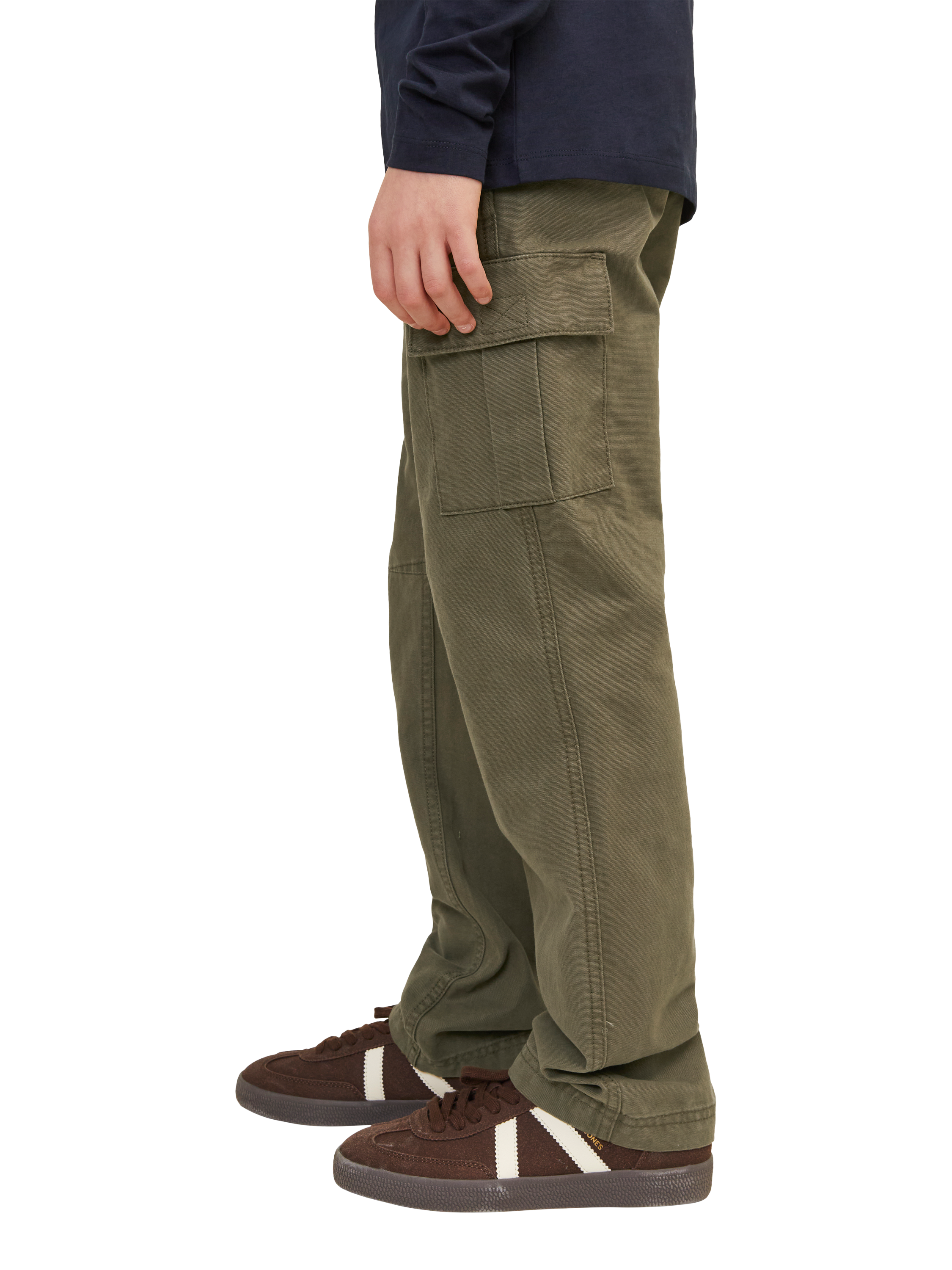 Product image 4 of 8, which shows Jack & Jones Kids' Cargo Trousers, Olive Night, 16 years