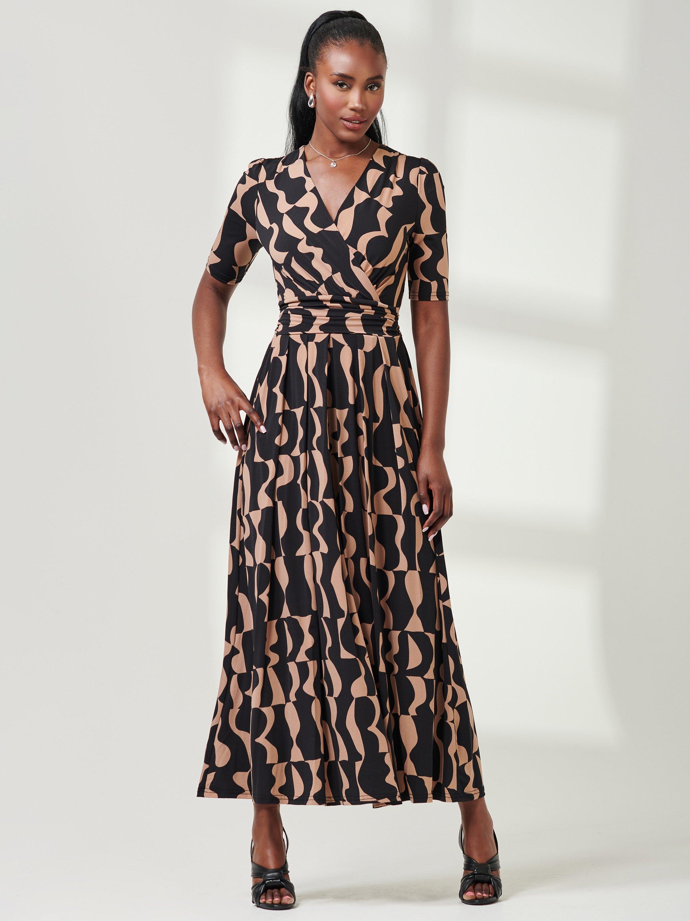 Jolie Moi Half Sleeve Jersey Maxi Dress, Brown