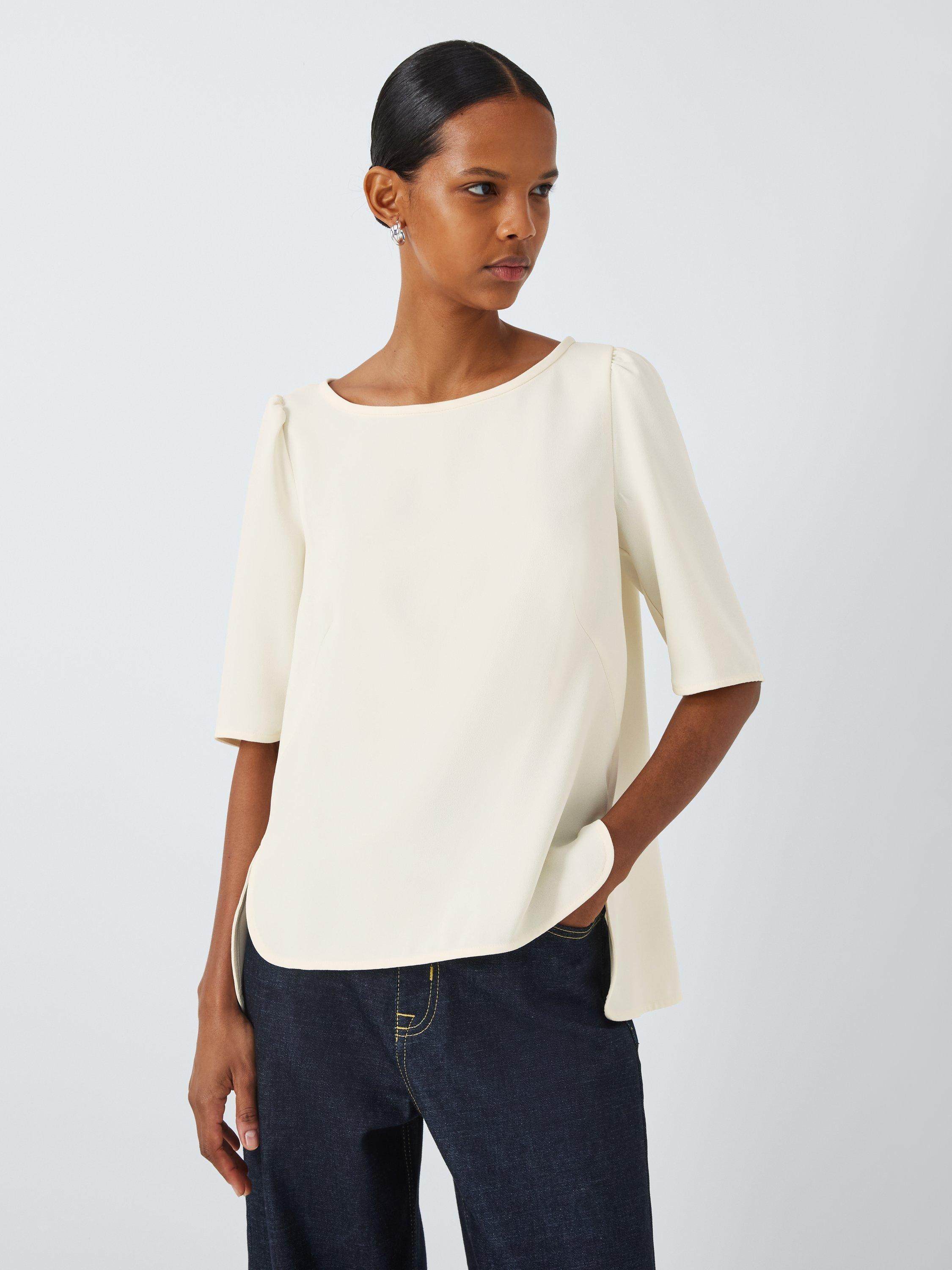 Product image 1 of 6, which shows Marella Vanessa Short Sleeve Top, Wool White, 8