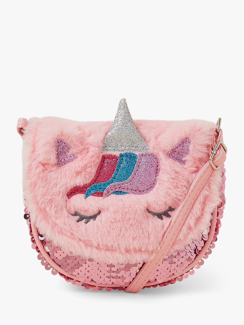 Angels by Accessorize Kids Fluffy Unicorn Cross Body Bag Pink