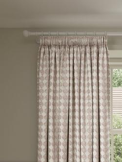 John Lewis Nessa Weave Pair Lined Pencil Pleat Curtains, Baked Clay