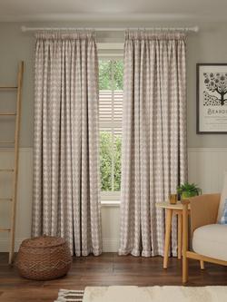 John Lewis Nessa Weave Pair Lined Pencil Pleat Curtains - view 2, Baked Clay