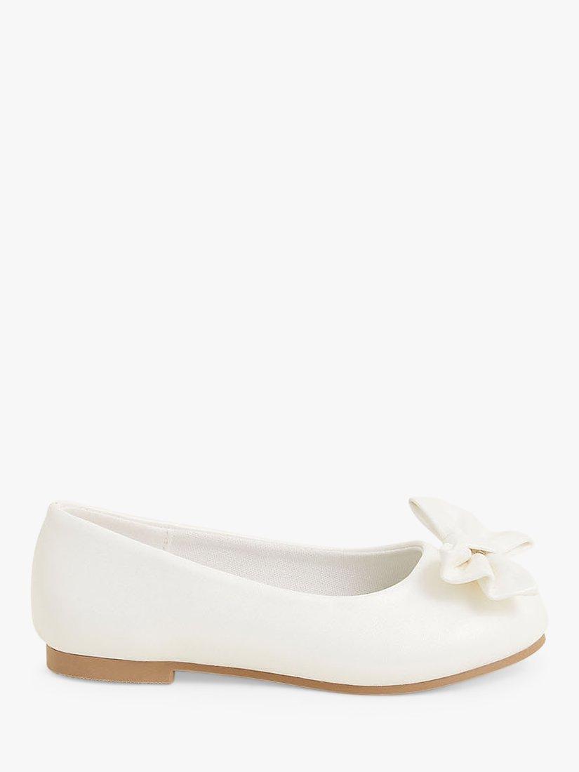 Product image 1 of 3, which shows Angels by Accessorize Kids' Bow Ballerina Flats, Ivory, 1
