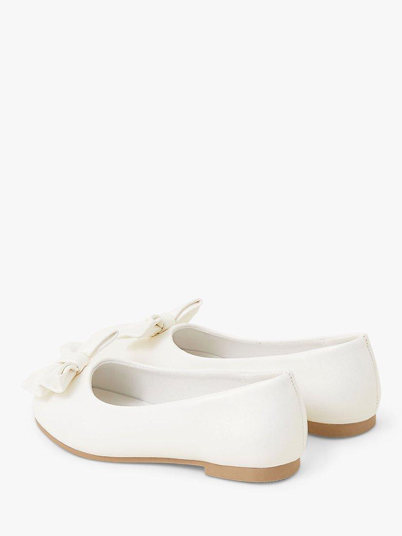Product image 3 of 3, which shows Angels by Accessorize Kids' Bow Ballerina Flats, Ivory, 1