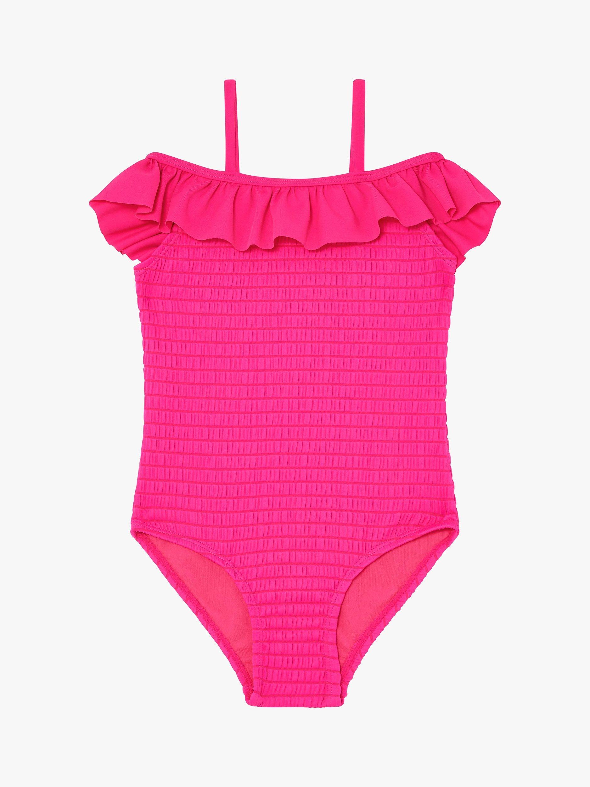 Angels by Accessorize Kids' Textured Frill Swimsuit, Pink