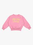 The New Society Kids' Plamer Logo Jumper, Blush Pink