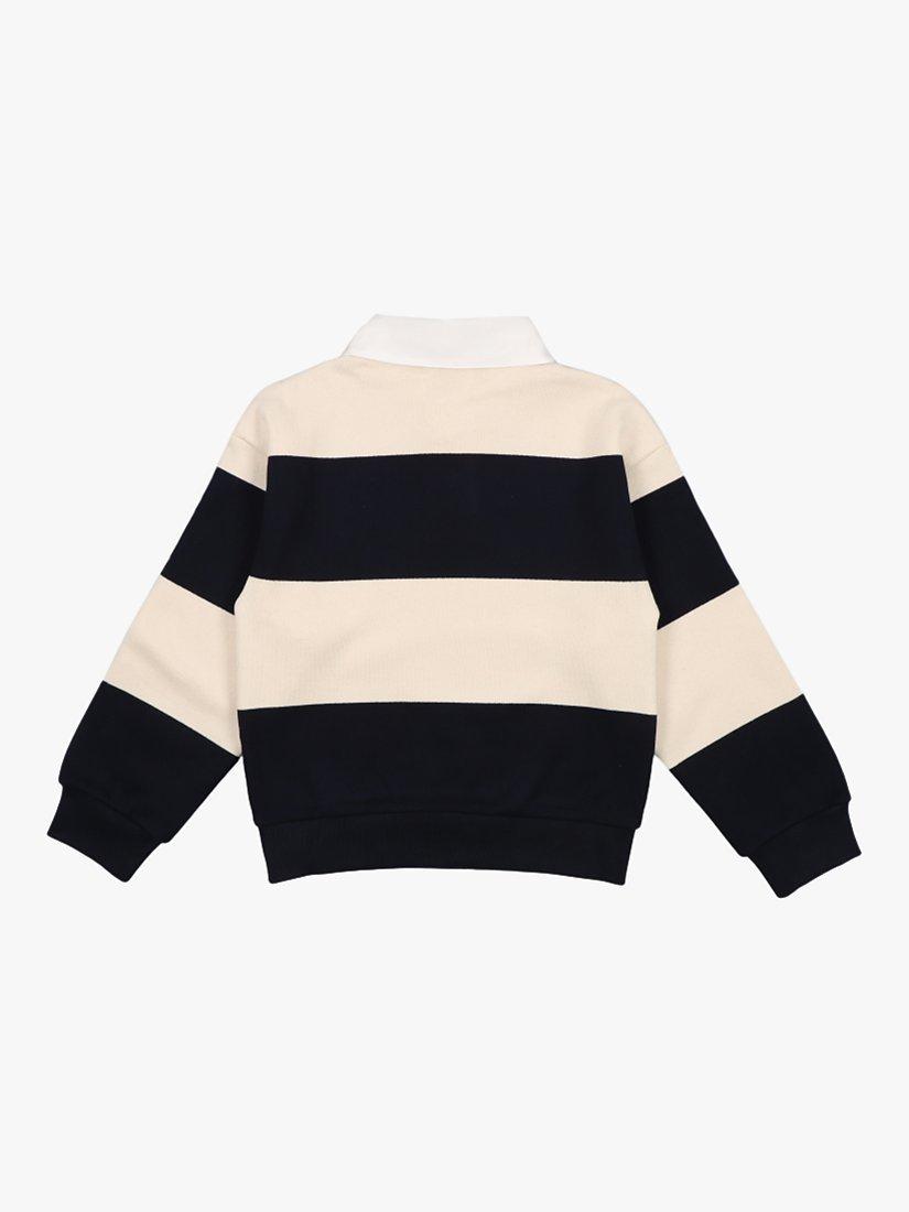 Product image 2 of 2, which shows The New Society Kids' Nila Cotton Stripe Polo Shirt, Navy, 12 years