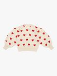 The New Society Kids' Heart Balloon Sleeve Jumper, Vanilla Cream