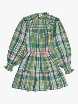 The New Society Kids' Greenland Cotton Tartan Dress, Garden Tartan, Garden Tartan