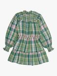 The New Society Kids' Greenland Cotton Tartan Dress, Garden Tartan