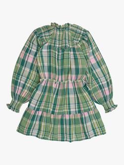 The New Society Kids' Greenland Cotton Tartan Dress, Garden Tartan - view 2, Garden Tartan