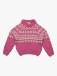 The New Society Kids' Tirol Intarsia Jumper, Blush Pink