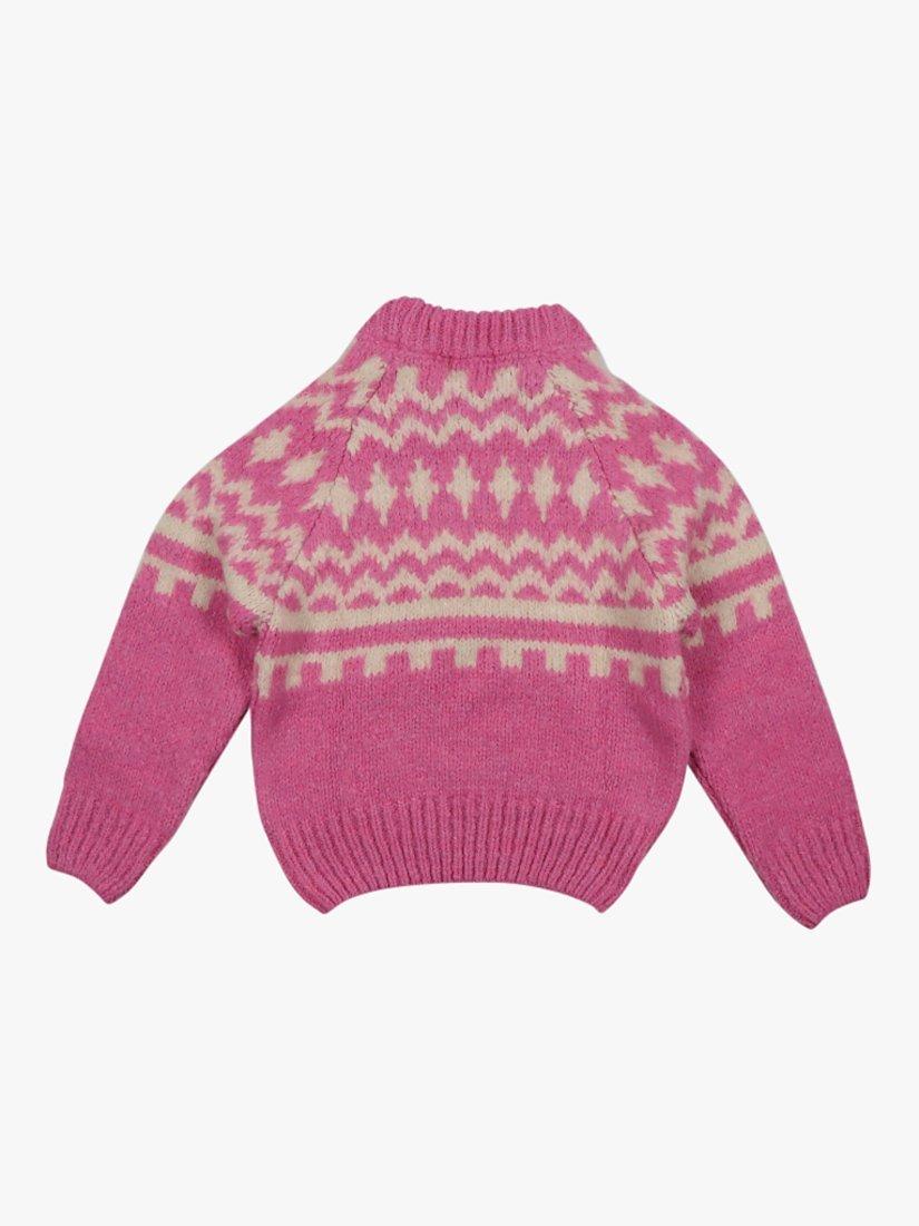 Product image 2 of 4, which shows The New Society Kids' Tirol Intarsia Jumper, Blush Pink, 8 years