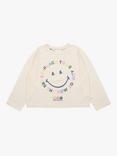The New Society Kids' Happy Place Cotton T-Shirt, Vanilla Cream