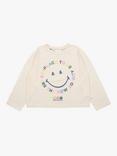 The New Society Kids' Happy Place Cotton T-Shirt, Vanilla Cream