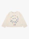 The New Society Kids' Happy Place Cotton T-Shirt, Vanilla Cream