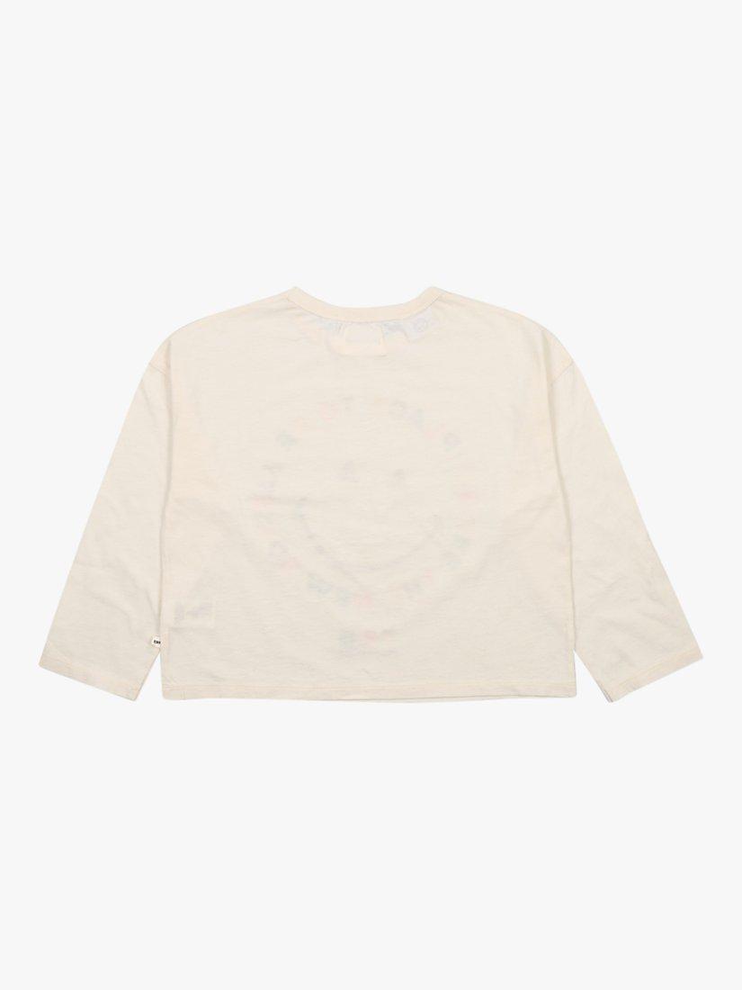 Product image 3 of 3, which shows The New Society Kids' Happy Place Cotton T-Shirt, Vanilla Cream, 4 years