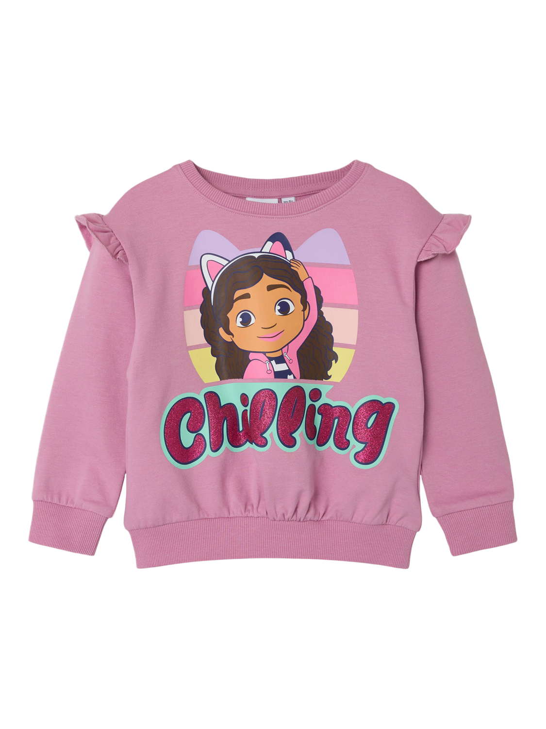 Product image 1 of 3, which shows NAME IT Kids' Gabby's Dollhouse Jersey Sweatshirt, Mauve Orchid, 18-24 months