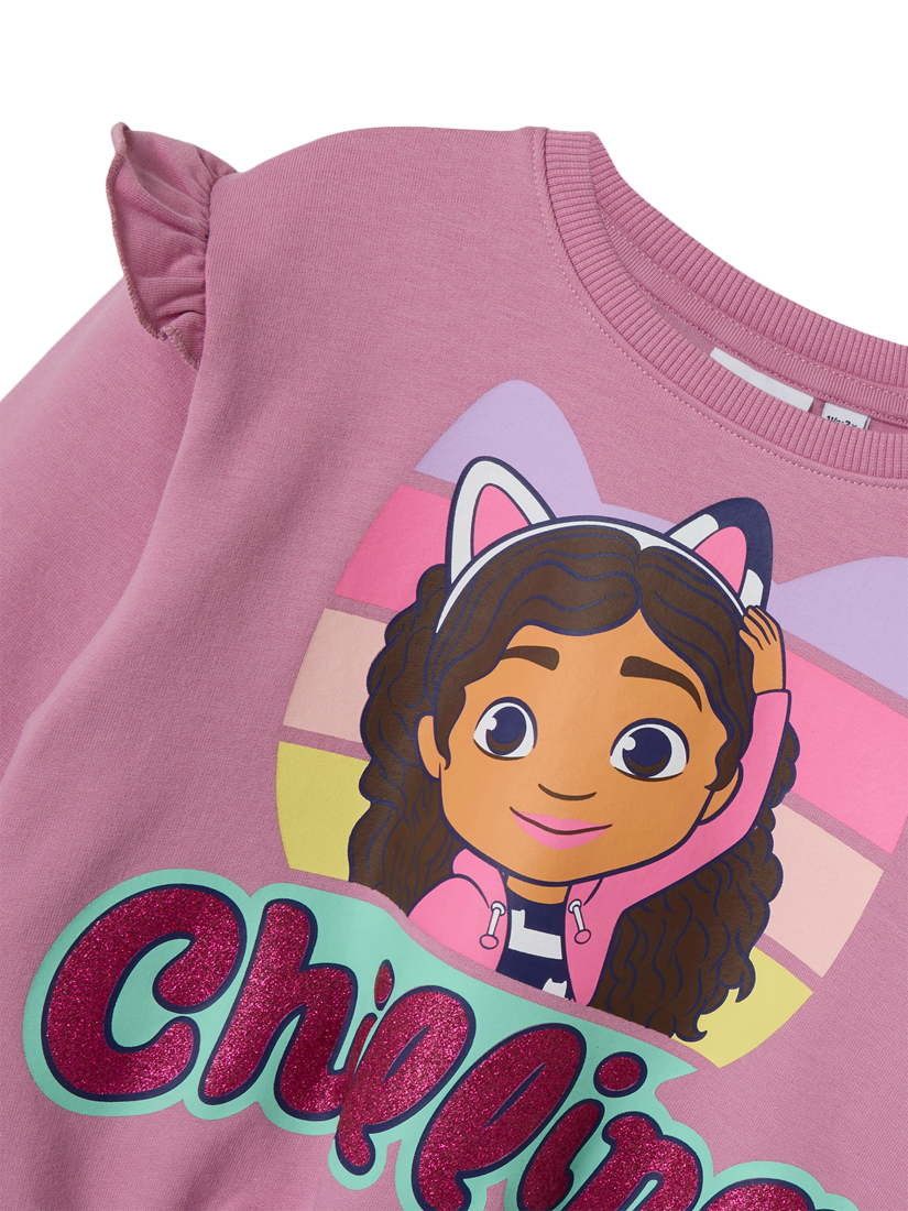 Product image 3 of 3, which shows NAME IT Kids' Gabby's Dollhouse Jersey Sweatshirt, Mauve Orchid, 18-24 months