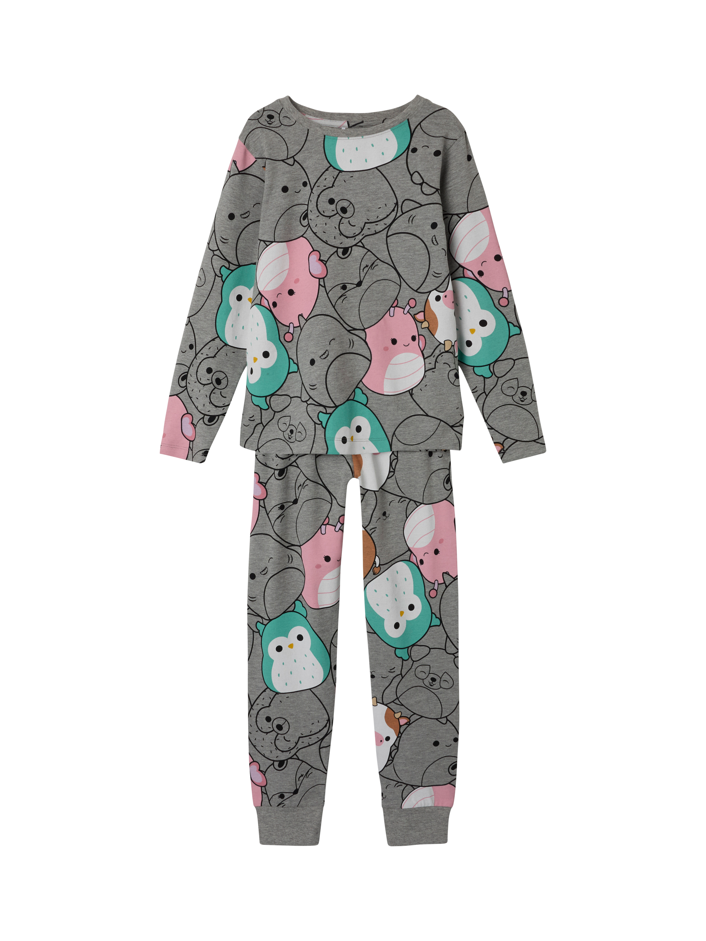 Product image 1 of 1, which shows Squishmallows Kids' Cotton Blend Pyjamas, Grey Melange, 5 years