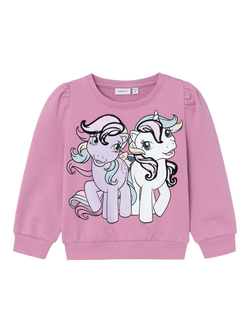 NAME IT Kids' My Little Pony Unicorn Cotton Sweatshirt Mauve Orchid, Mauve Orchid