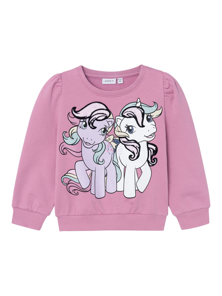 NAME IT Kids' My Little Pony Unicorn Cotton Sweatshirt Mauve Orchid, Mauve Orchid