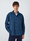 La Paz Check Oversized Cotton Shirt, Indigo