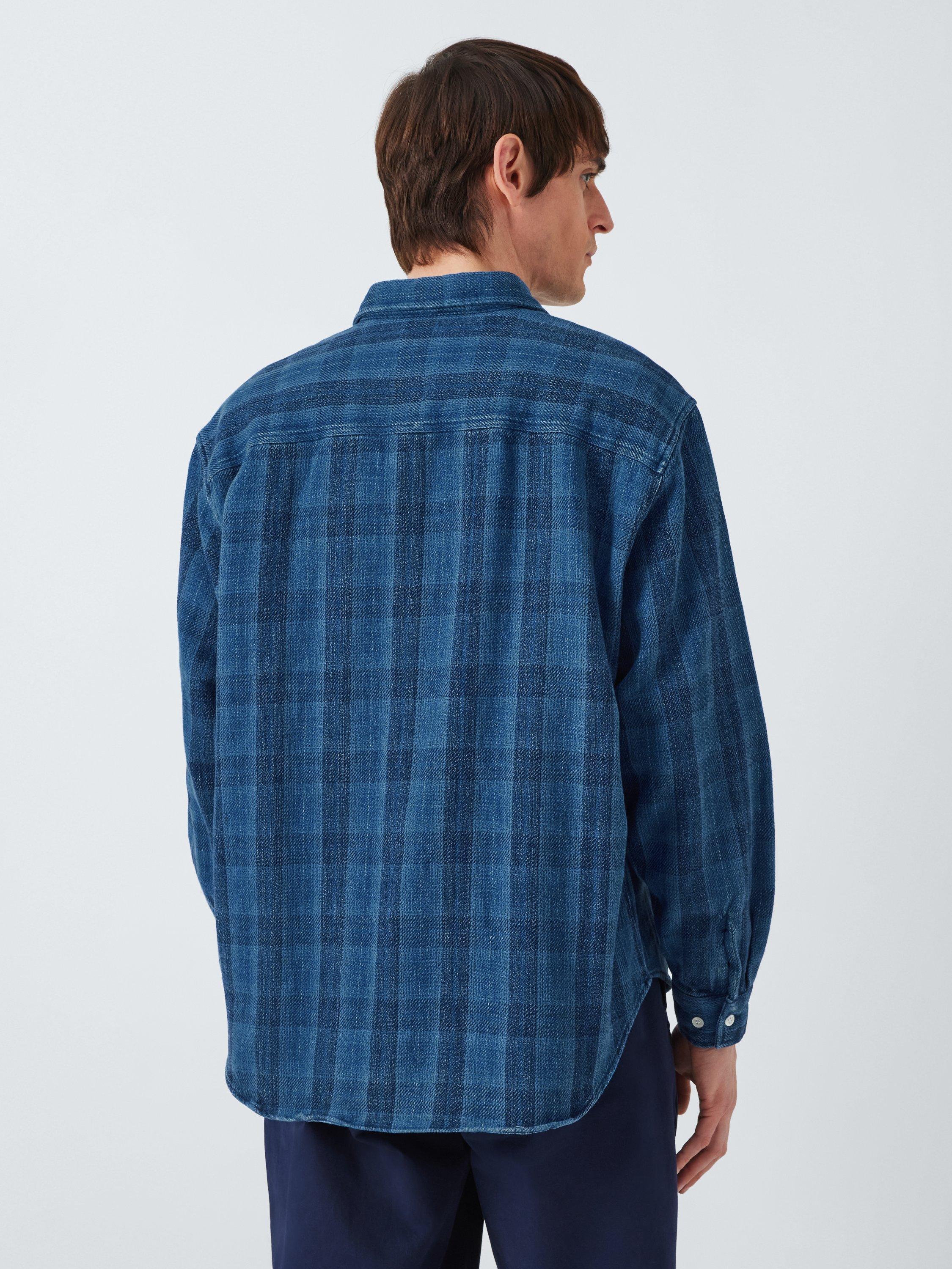 Product image 2 of 6, which shows La Paz Check Oversized Cotton Shirt, Indigo, XL