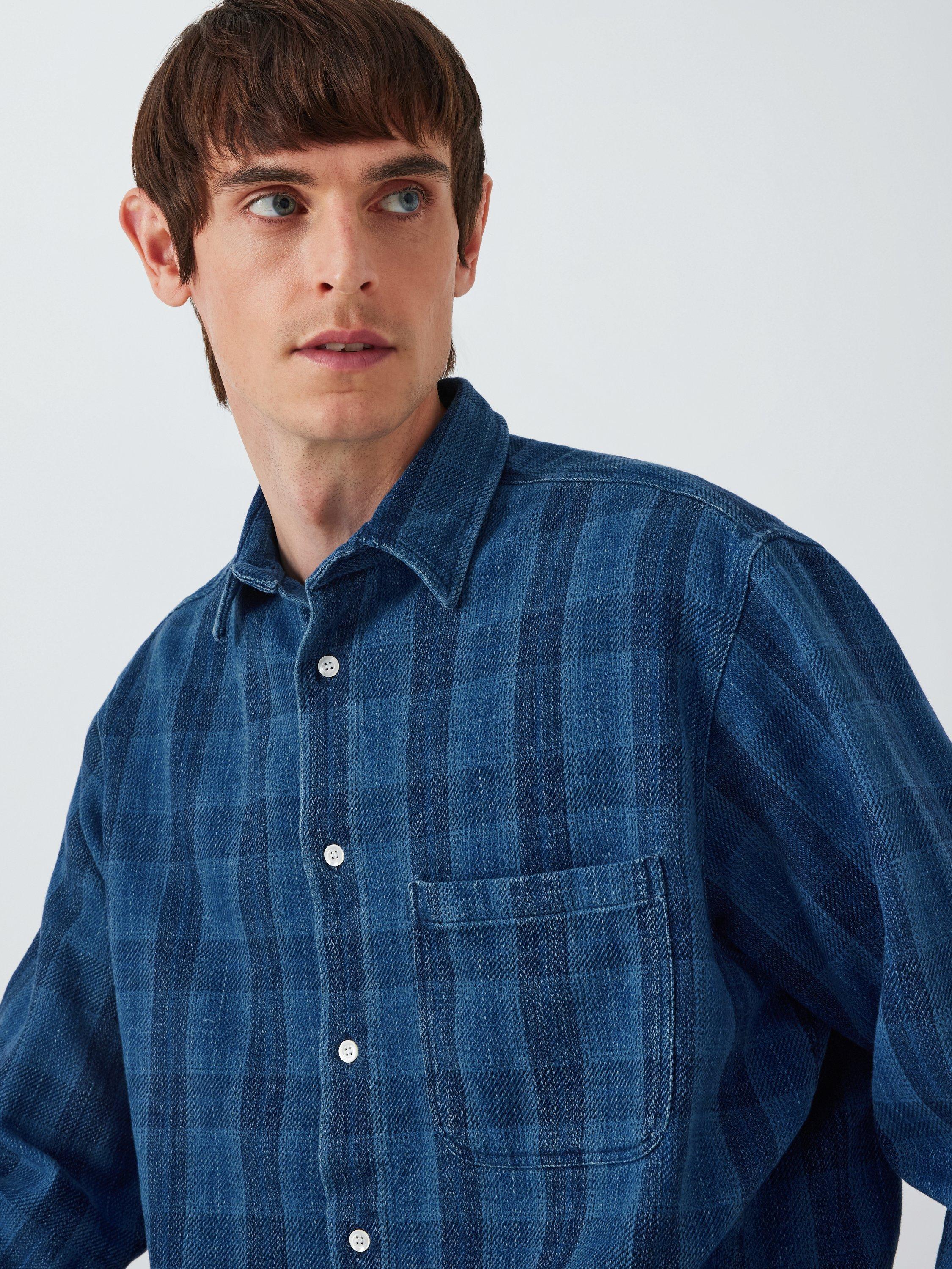 Product image 5 of 6, which shows La Paz Check Oversized Cotton Shirt, Indigo, XL