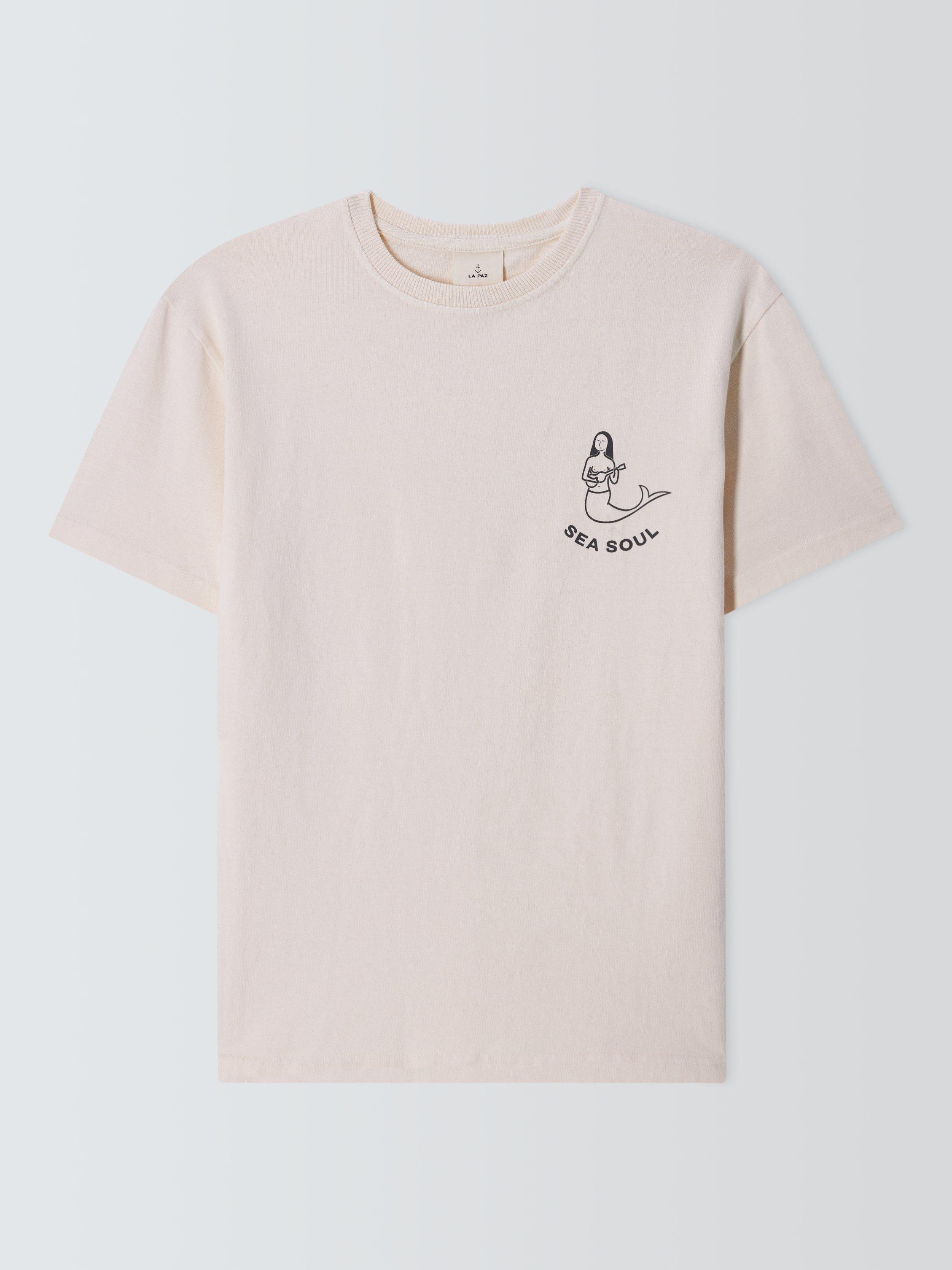 La Paz Cotton Regular Fit Short Sleeve Print T-Shirt, Mermaid Ecru