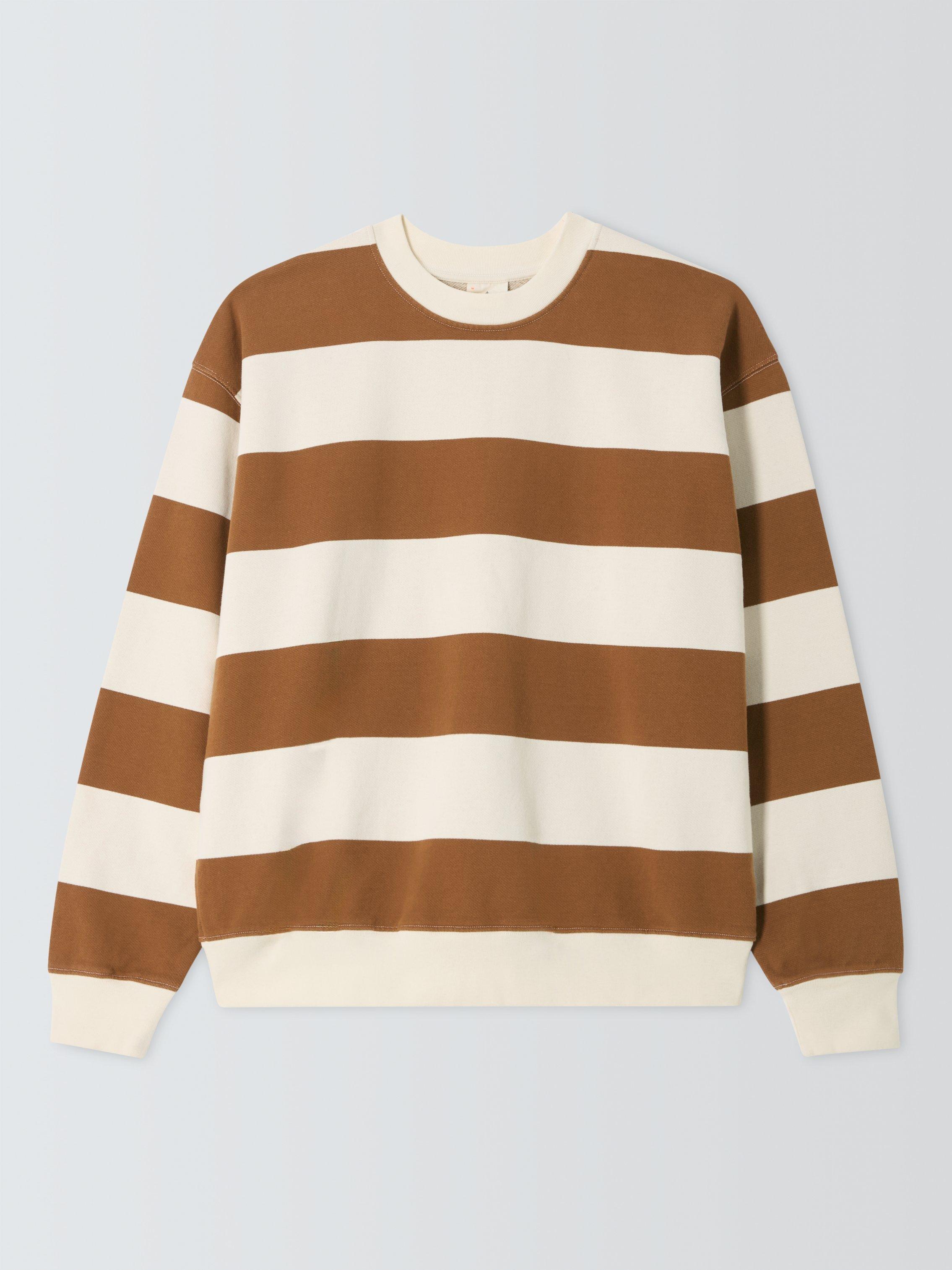 La Paz Crew Neck Striped Cotton Sweatshirt, Camel