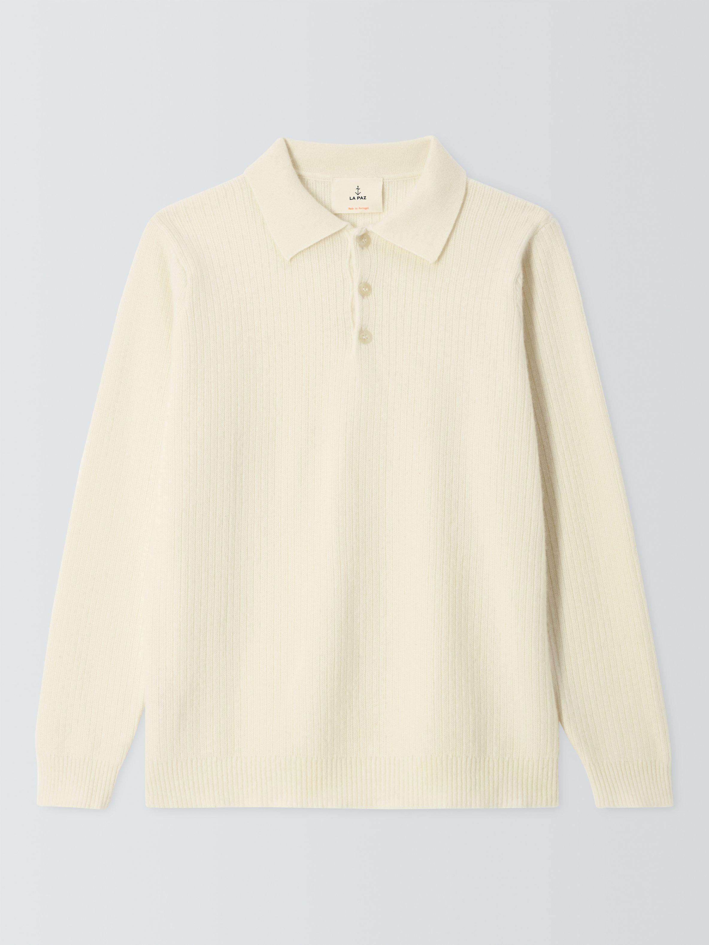 Product image 4 of 6, which shows La Paz Wool Polo Neck Jumper, Oyster White, XL