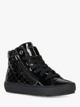 Geox Kids' Kalispera Patent Leather High Top Trainers, Black