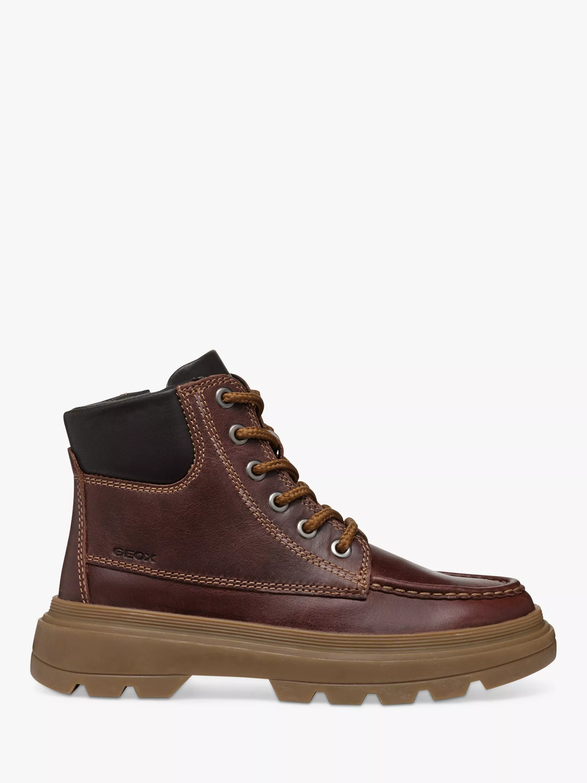 Geox Kids Kiddartah Leather Ankle Boots Coffee
