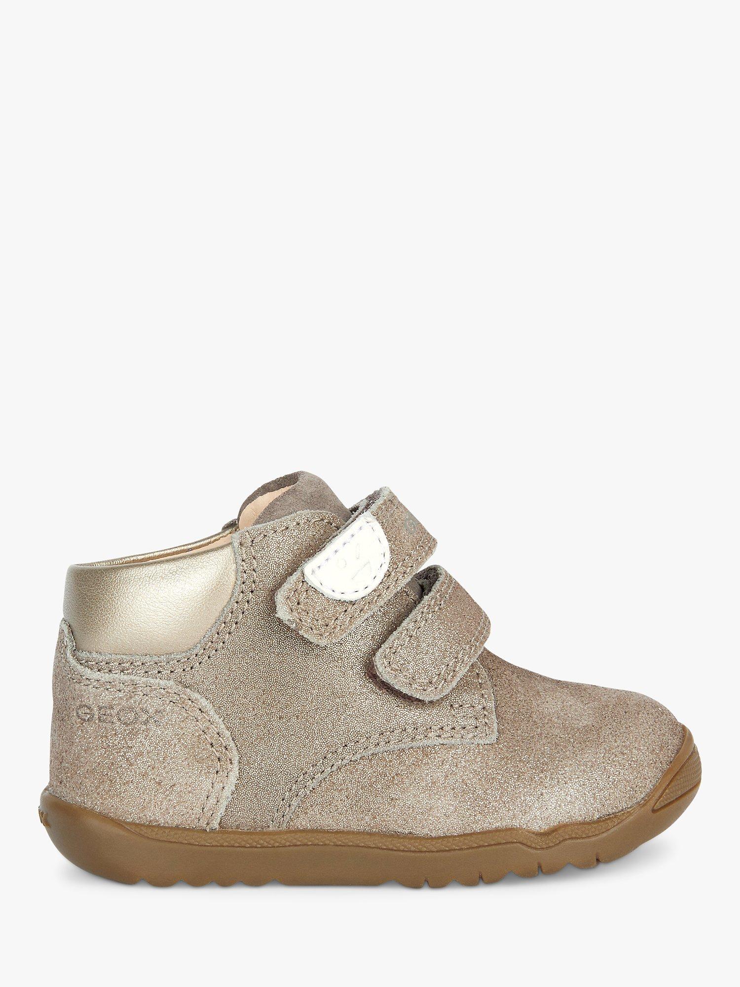 Geox Kids' Macchia Riptape Suede Leather Blend Trainers, Smoke Grey