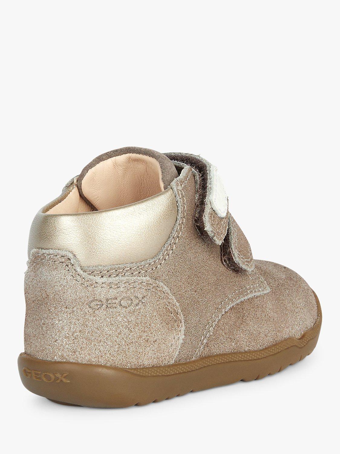 Geox Kids' Macchia Riptape Suede Leather Blend Trainers, Smoke Grey, EU19