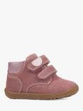 Geox Kids' Macchia Riptape Suede Leather Blend Trainers, Rose Smoke