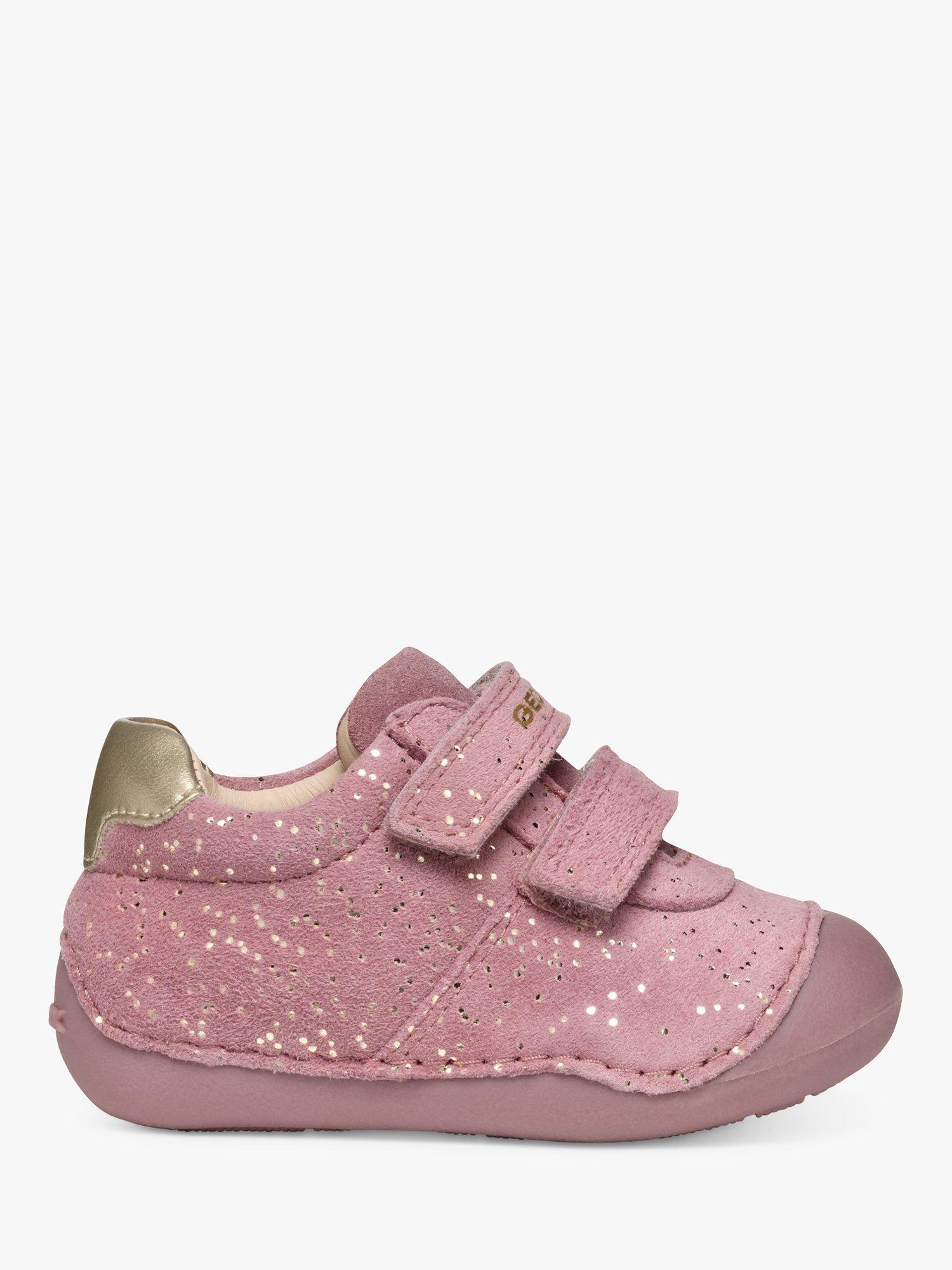 Product image 1 of 6, which shows Geox Baby Tutim Pre Walker Shoes, Pink/Platinum, EU18