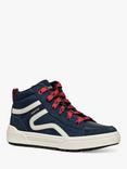 Geox Kids' Weemble Hi Top Trainers, Navy/Red