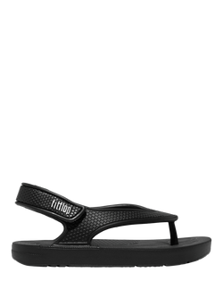 FitFlop Kids' iQushion Back Strap Flip Flops, Black, Black