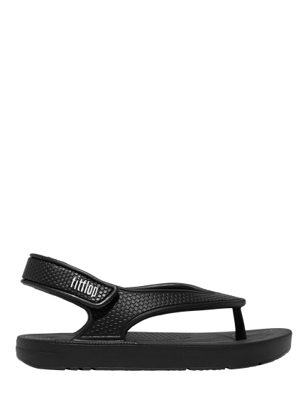 FitFlop Kids' iQushion Back Strap Flip Flops, Black, Black