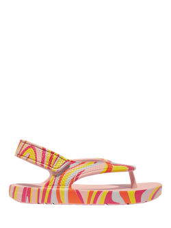 FitFlop Kids' iQuishion Swirly Flip Flops, Pink/Multi, Pink/Multi