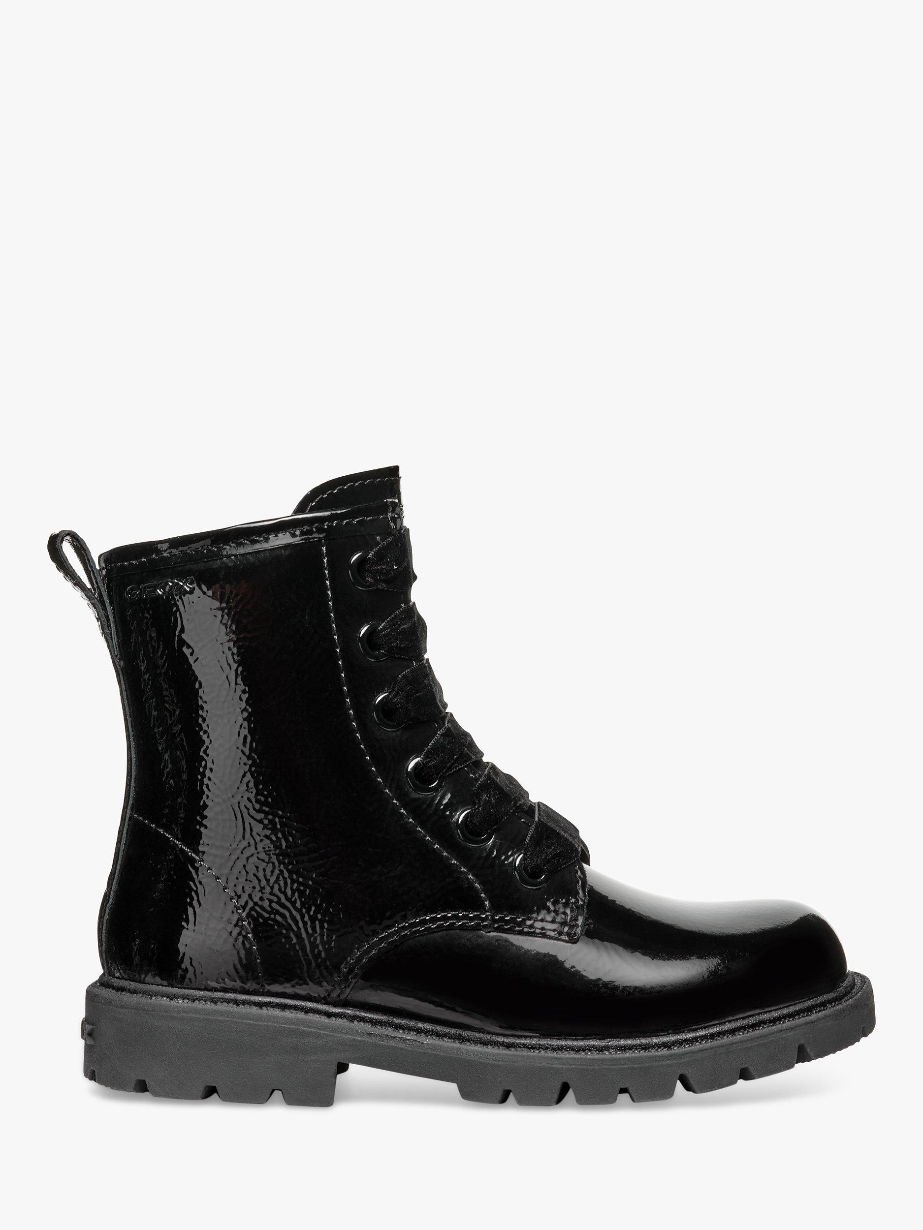 Geox Kids Shaylax Patent Leather Ankle Boots Black