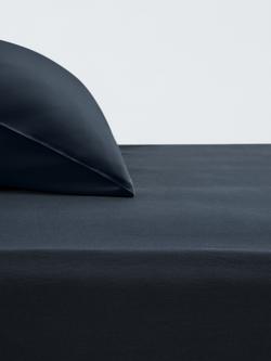 John Lewis Washed Cotton 260 Thread Count Fitted Sheet, Loch Blue