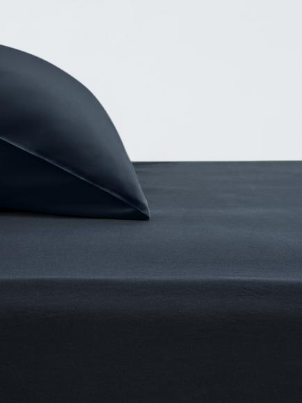 John Lewis Washed Cotton 260 Thread Count Fitted Sheet, Loch Blue